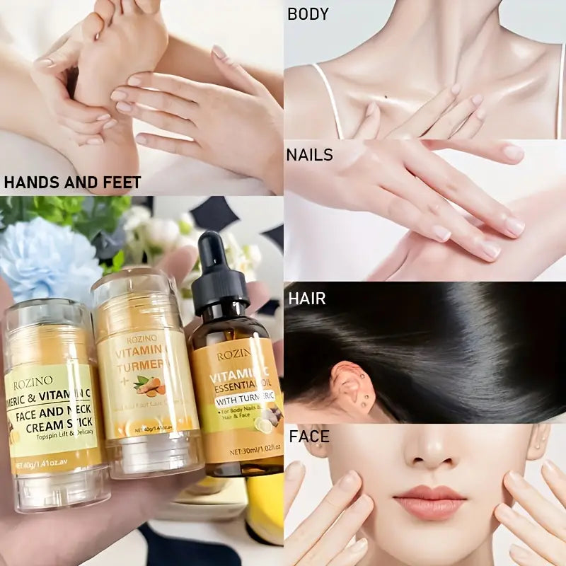 Head-to-toe care with eye cream, face cream, hand balm & turmeric oil. Lightweight, nourishing, and perfect for soft, glowing skin your autumn-winter essential.