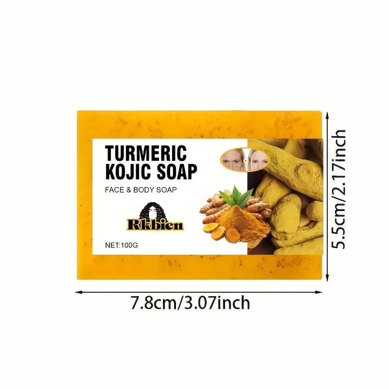3pcs Turmeric Lemon Kojic Acid Soap 100g, Suitable For Face, Bath And Facial Soap, Handmade Soap