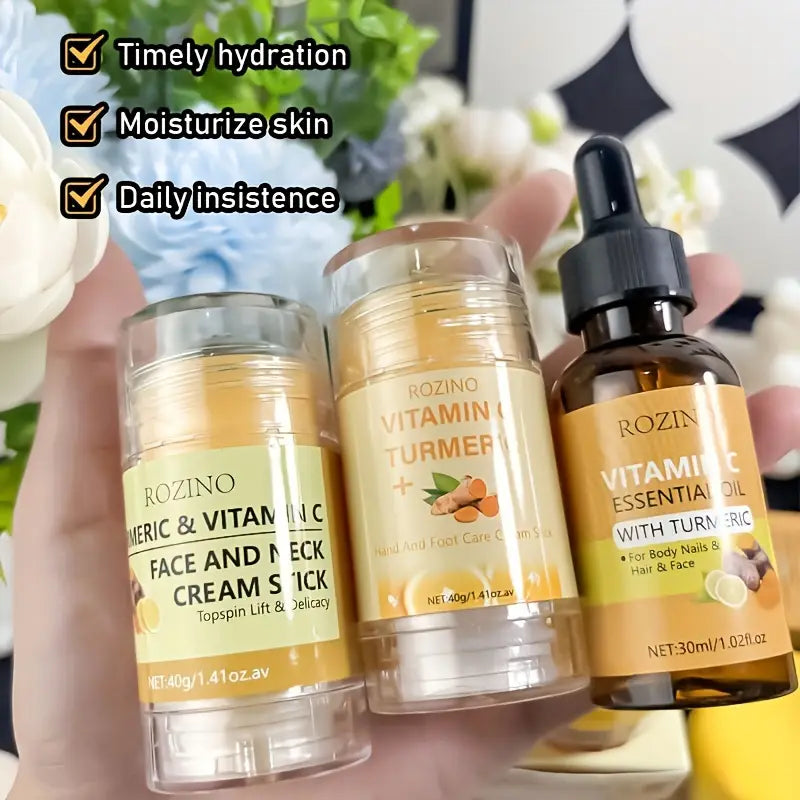 Head-to-toe care with eye cream, face cream, hand balm & turmeric oil. Lightweight, nourishing, and perfect for soft, glowing skin your autumn-winter essential.