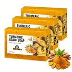 3pcs Turmeric Lemon Kojic Acid Soap 100g, Suitable For Face, Bath And Facial Soap, Handmade Soap
