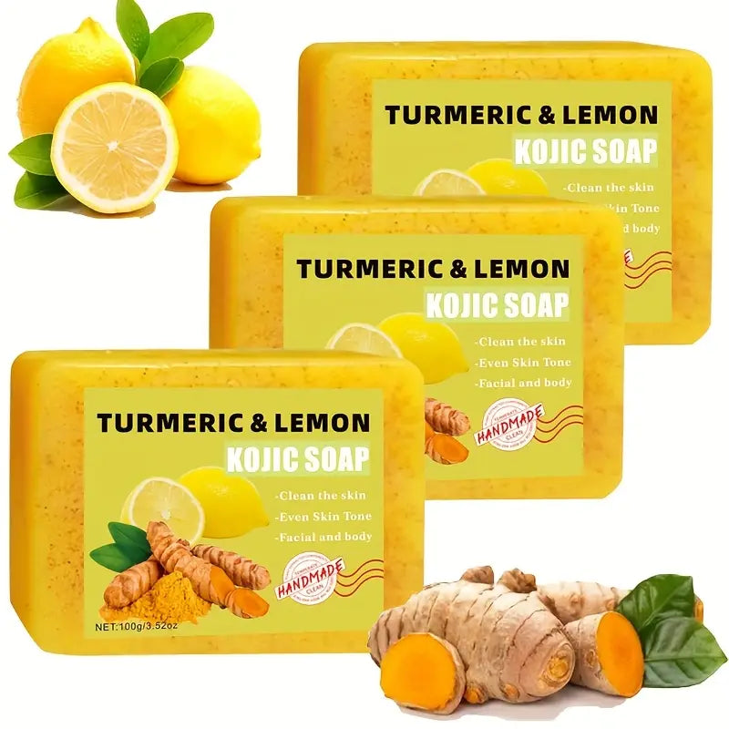3-Piece Turmeric, Lemon & Kojic Acid Soap Bar Set