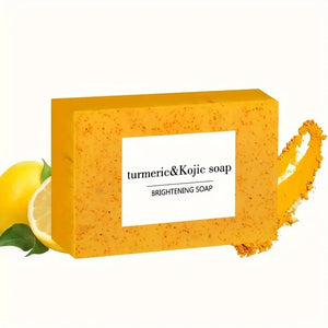A 6-piece set of turmeric, lemon, and kojic acid soaps for radiant, moisturized skin. Gentle enough for face and body. Unisex. Cleanse, nourish, glow.
