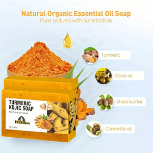 3pcs Turmeric Lemon Kojic Acid Soap 100g, Suitable For Face, Bath And Facial Soap, Handmade Soap
